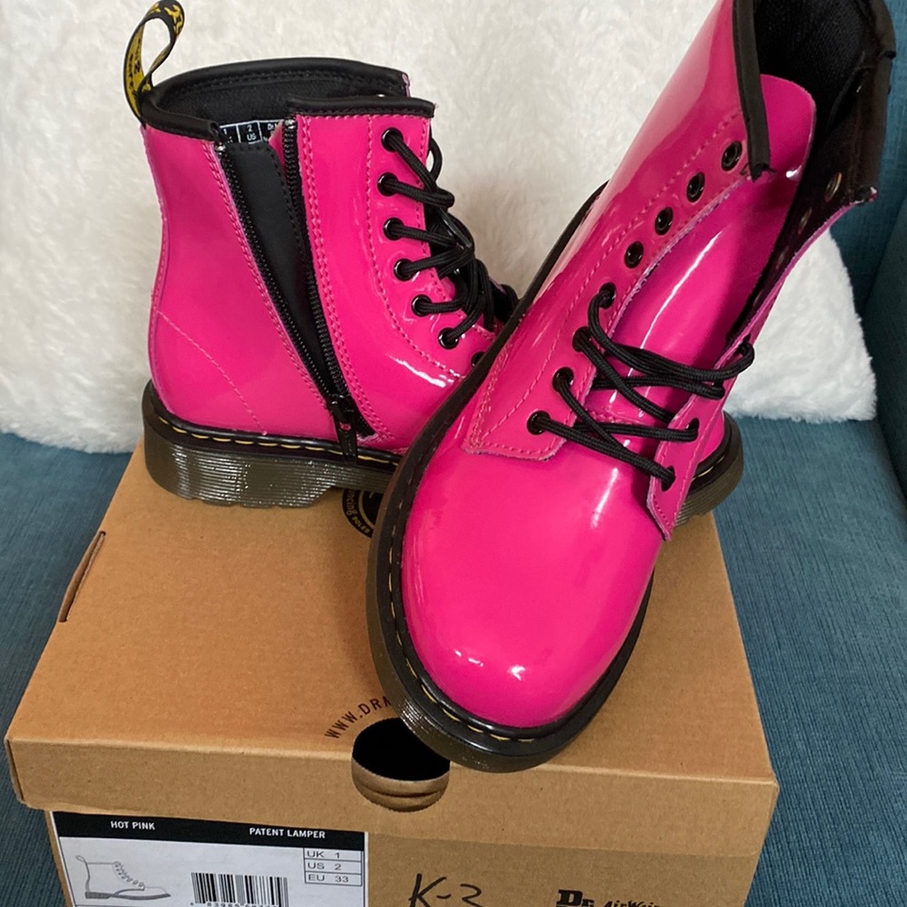 Dr. Martens Kids Delaney Boot Hot pink zip sz 2 NIB
